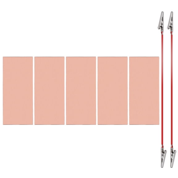 Uxcell 30x150mm Copper Anode Sheet, 5 Pack Pure Copper Strip (99.995% Pure) 1mm Thick Plate Electrode Set with Alligator Clips Cables for Electroplating Plating Experiment
