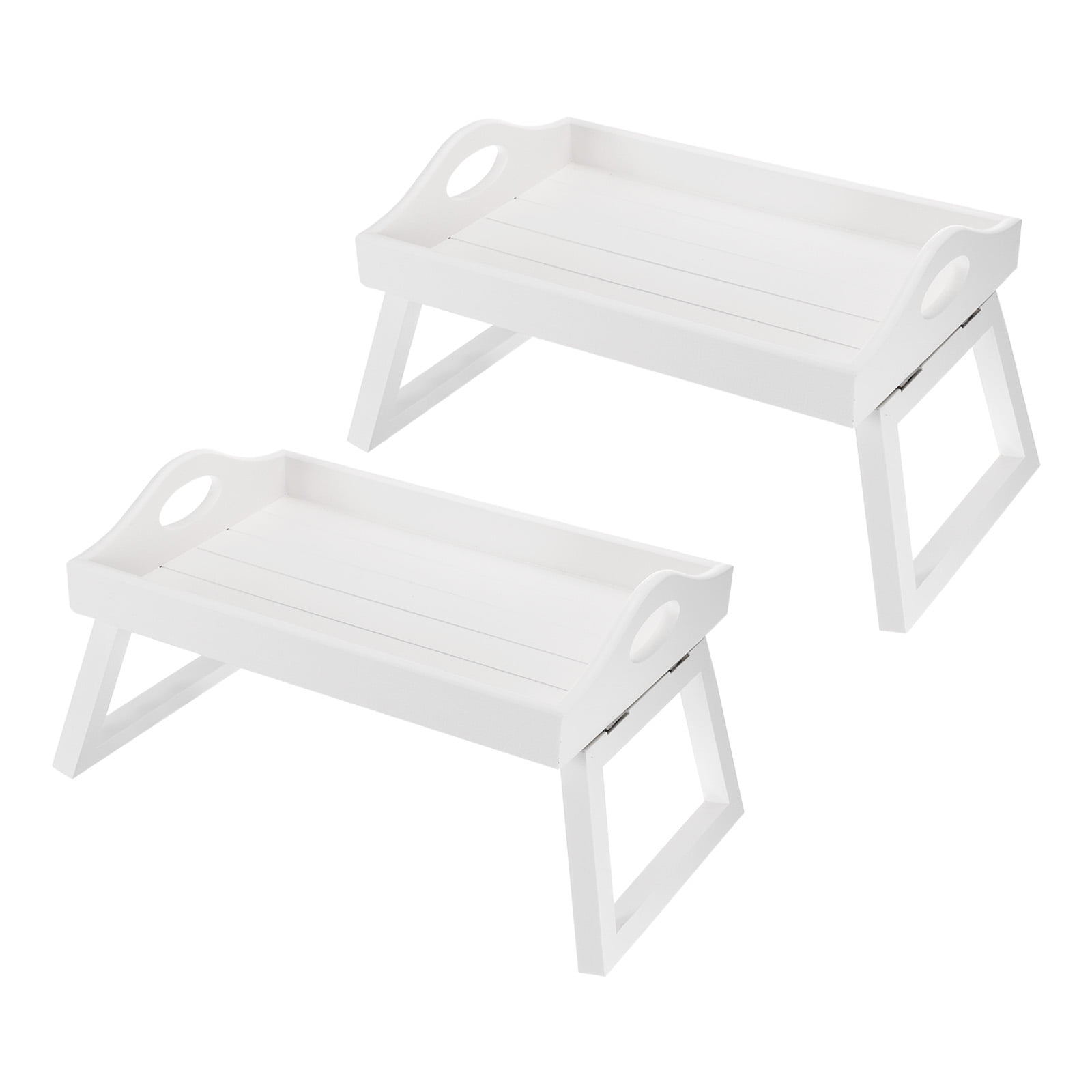 Uxcell 30x20x17cm Breakfast Tray Table with Folding Legs Laptop Snack Desk, White 2 Pcs