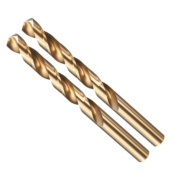Uxcell 31/64"" Drill Bit Straight Shank 4241 HSS Gold Finish, 2pcs