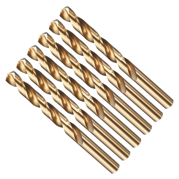 Uxcell 31/64"" Drill Bit Straight Shank 4241 HSS Gold Finish, 6pcs