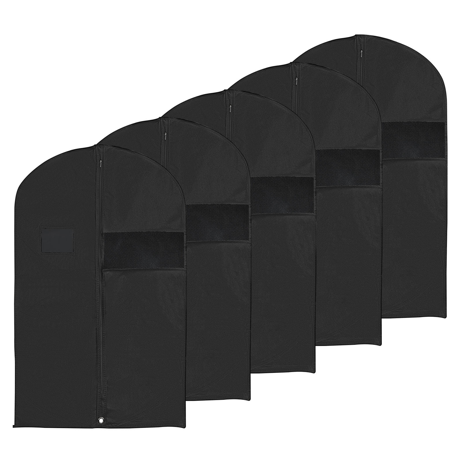 Uxcell 31" Garment Bag, 5 Pack Breathable Suit Bag for Storage Hanging Clothes, Black