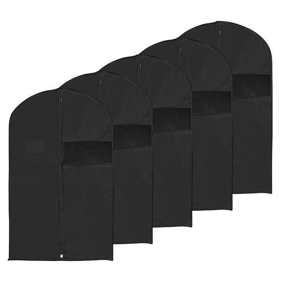 Uxcell 31" Garment Bag, 5 Pack Breathable Suit Bag for Storage Hanging Clothes, Black
