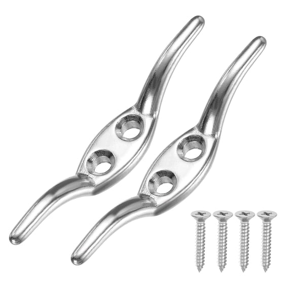 Uxcell 316 Stainless Steel Boat Cleat, 2 Pcs 2.7 Inch FlagPole Rope Cleat Hooks Boat Mooring Lamp Rope Clamp Hook