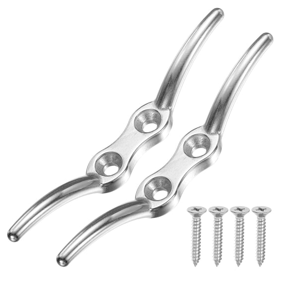 Uxcell 316 Stainless Steel Boat Cleat, 2 Pcs 4.4 Inch FlagPole Rope Cleat Hooks Boat Mooring Lamp Rope Clamp Hook