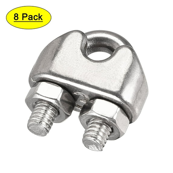 Uxcell 316 Stainless Steel Wire Rope Clip Clamp for 3mm Diameter Cable, 8 Pack