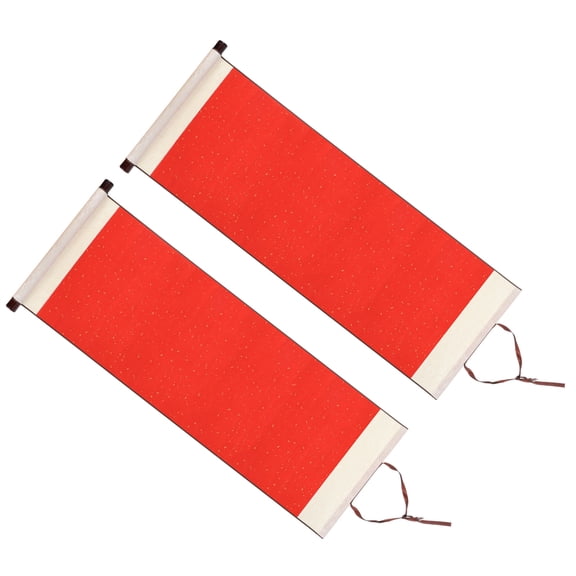 Uxcell 31x12 Inch Xuan Paper Scroll, 2 Pack Silk Half Raw Ripe Blank Hanging Xuan Paper Chinese Calligraphy, Red