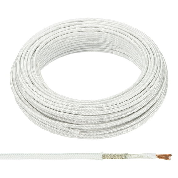 Uxcell 32.8 Ft 15 AWG High Temperature Wire, Nickel Plated Copper Electronic Wire -60-350 Degree Celsius, White