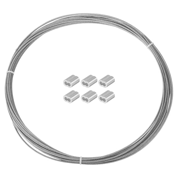 Uxcell 32.8 Ft Stainless Steel Picture Hanging Wire Kit with 6 Pcs M2 Aluminum Sleeve, Silver