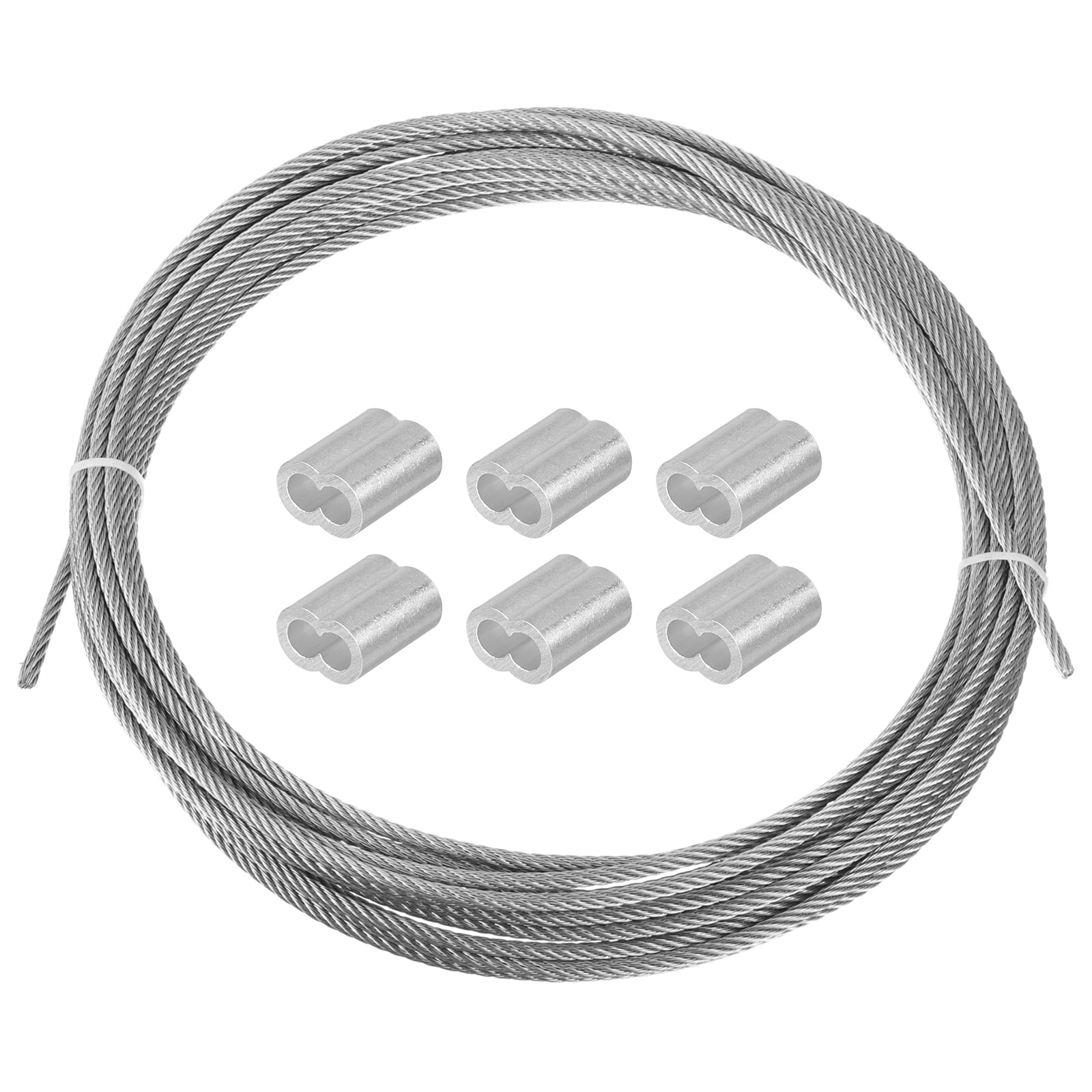Uxcell 32.8 Ft Stainless Steel Picture Hanging Wire Kit with 6 Pcs M4 Aluminum Sleeve, Silver