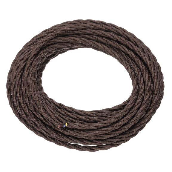 Uxcell 32.8Ft Twisted Cloth Covered Wire, 18/3 Cloth Covered Electrical Wire, Dark Brown
