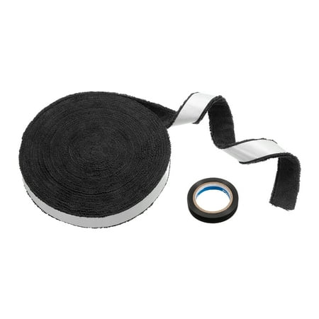 Uxcell 32.8ft Anti Skid Sweatband Cotton Towel Badminton Tennis Racket Overgrip, Black