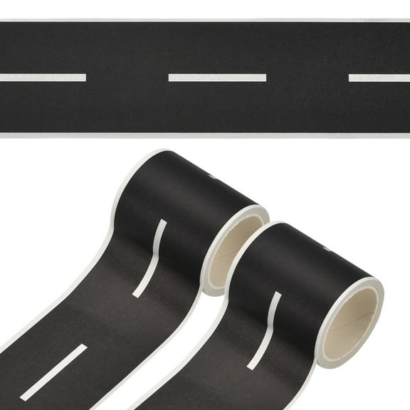 Uxcell 32.8ft Car Track Tape Traffic Washi Tape Highway Train for DIY Craft Art Journal Scrapbook Planner, Black