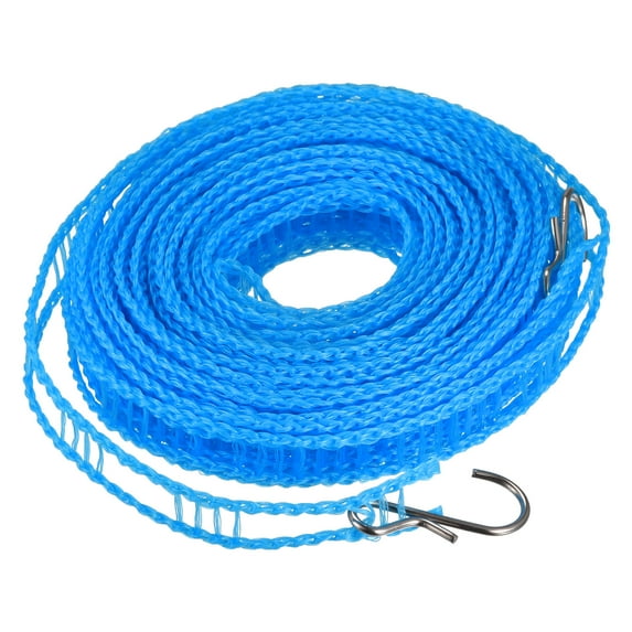 Uxcell 32.8ft Nylon Portable Clothesline Windproof Non Slip Washing Line, Blue