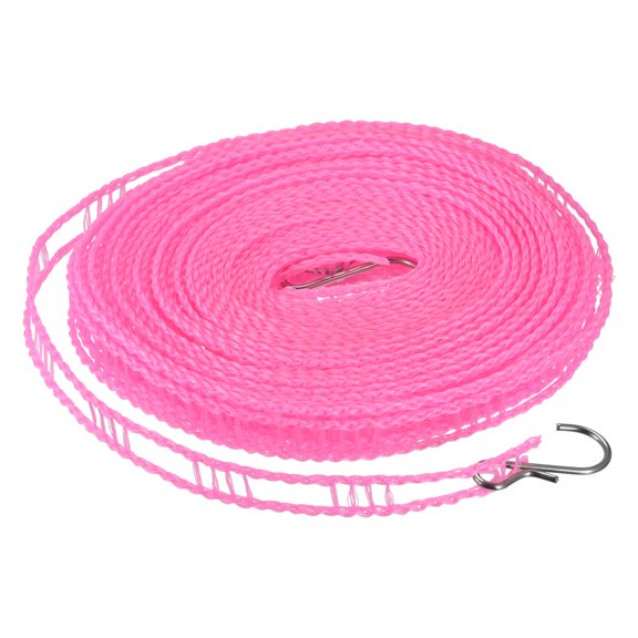 Uxcell 32.8ft Nylon Portable Clothesline Windproof Non Slip Washing Line, Pink