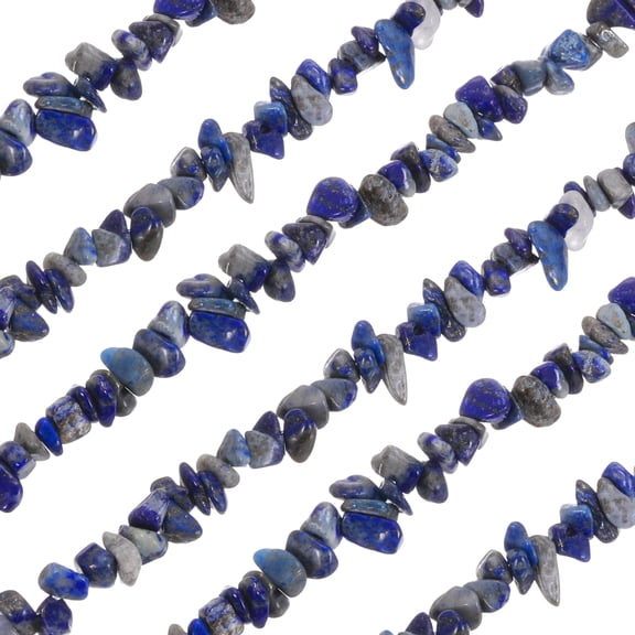 Uxcell 32 Inches 5-8mm Natural Lapis Lazuli Gemstone Strand Chips Free Form Tumbled Loose Gemstone Beads Irregular Drilled Stone Bead for Jewelry Making Craft Supplies (Dark Blue)