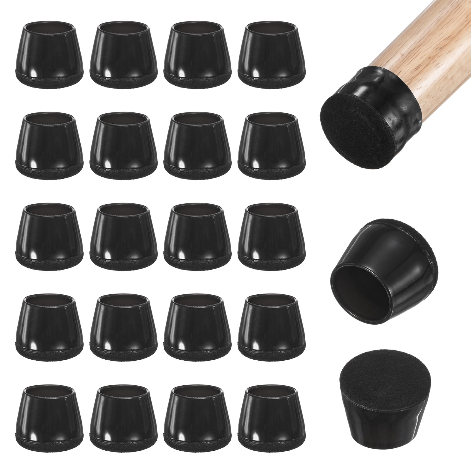 Uxcell 32-Pack Chair Leg Floor Protectors, 0.94-1.14 Inch Silicone Cups Round Felt Furniture Pads Chair Leg Covers Socks [Black]