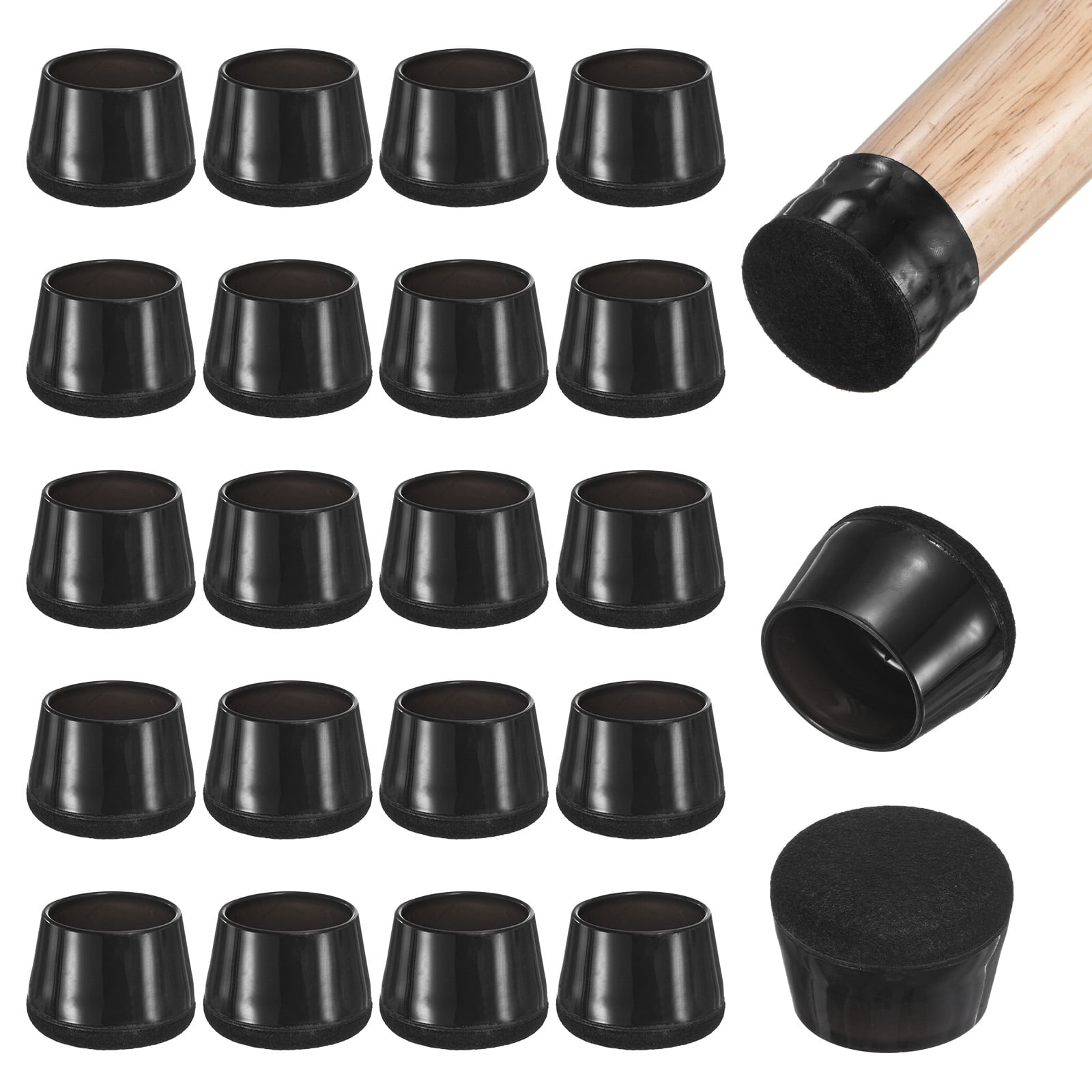Uxcell 32-Pack Chair Leg Floor Protectors, 1.18-1.41 Inch Silicone Cups Round Felt Furniture Pads Chair Leg Covers Socks [Black]