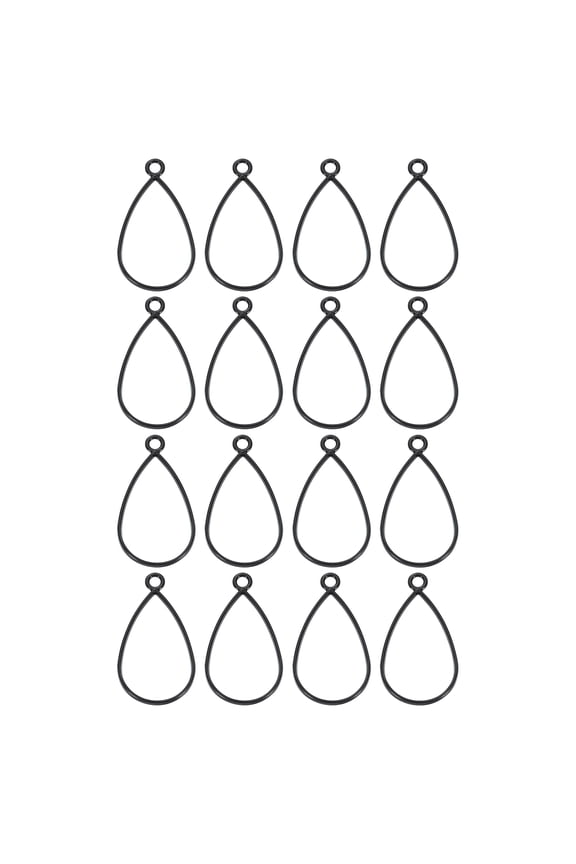 32 Pack Open Bezel, Teardrop Resin Bezels Pendants Open Back Bezel, Black
