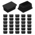 thumbnail image 1 of Uxcell 32 Pcs 1 1/2 x 1 Inch Rectangle Tubing End Caps for Metal Tubing Post Chair Leg Table Bookshelves, Black, 1 of 6