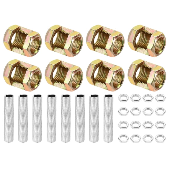 Uxcell 32 Pcs M10Ć20 Hexagon Open Coupling Nut with Threaded Pipe and Hex Nut