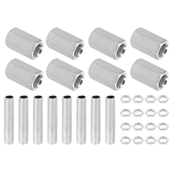 Uxcell 32 Pcs M10×25 Hexagon Closed Nuts with Threaded Pipe and Hex Nut