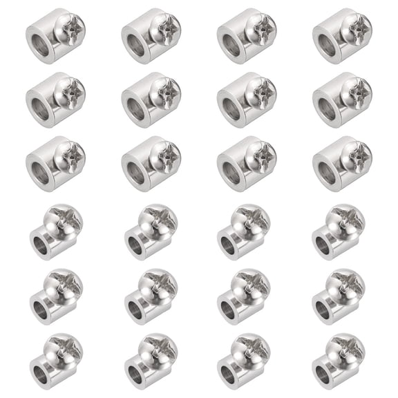 Uxcell 32 Pcs Wire Rope Cable Clamp, Iron/Copper Single Hole Wire Rope Clips Adjustable Lock Crimping Loop Sleeve Stop for 5mm.5mm Dia Cable, Silver