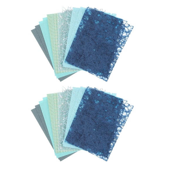 Uxcell 32 Sheets Textured Scrapbook Paper, Mixed Special Paper Mesh Fabric Assorted Set for Scrapbooking Junk Journal Card DIY Materials Collage Card Embellishments Supplies, Blue