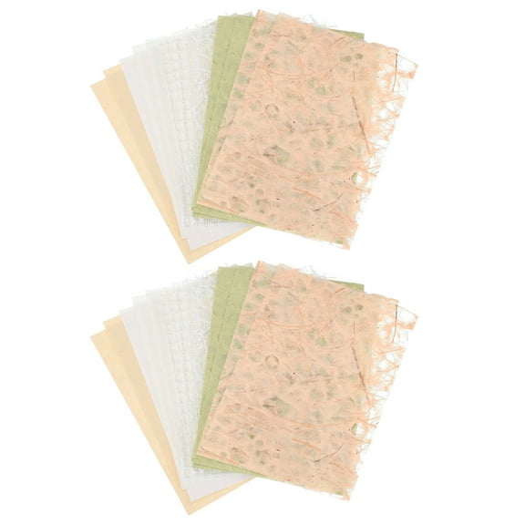 Uxcell 32 Sheets Textured Scrapbook Paper, Mixed Special Paper Mesh Fabric Assorted Set for Scrapbooking Junk Journal Card DIY Materials Collage Card Embellishments Supplies, White/Orange/Green
