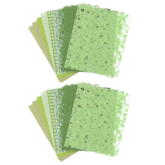 Uxcell 32 Sheets Textured Scrapbook Paper, Mixed Special Paper Mesh Fabric Assorted Set for Scrapbooking Junk Journal Card DIY Materials Collage Card Embellishments Supplies, Green