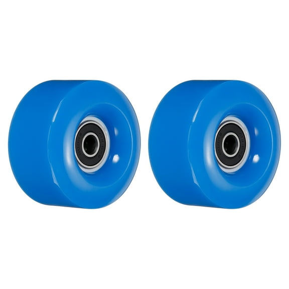 Uxcell 32 x 58mm Roller Skate Wheels with Bearings 82A Quad Skate Replacement, Blue 2 Pack