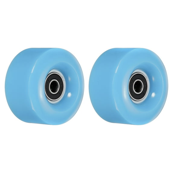 Uxcell 32 x 58mm Roller Skate Wheels with Bearings 82A Quad Skate Replacement, Light Blue 2 Pack