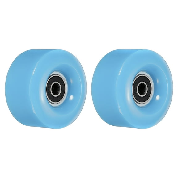 Uxcell 32 x 58mm Roller Skate Wheels with Bearings 82A Quad Skate Replacement, Light Blue 2 Pack