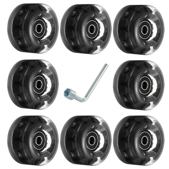 Uxcell 32 x 58mm Roller Skate Wheels with Bearings Light Up Wheel Quad Skate Replacement, Green Pink Blue 8 Pack