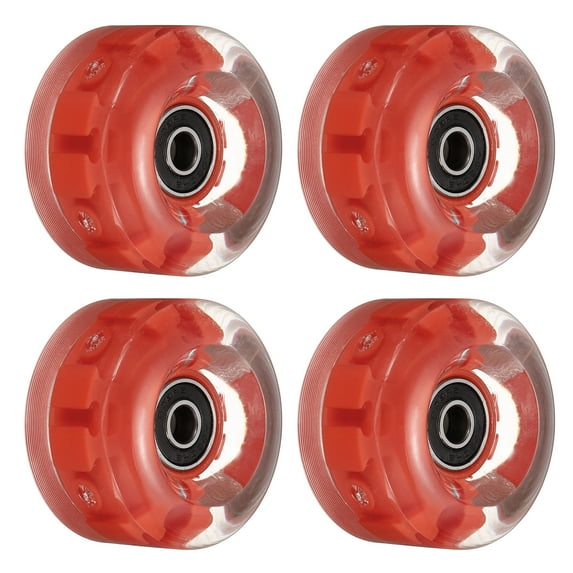 Uxcell 32 x 58mm Roller Skate Wheels with Bearings Light Up Wheel Quad Skate Replacement, Red Light 4 Pack