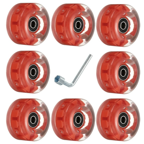 Uxcell 32 x 58mm Roller Skate Wheels with Bearings Light Up Wheel Quad Skate Replacement, Red Light 8 Pack