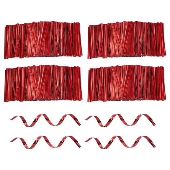 Uxcell 3200pcs Bag Twist Ties 2.4" Reusable Metallic Twist Ties Wire Cable Ties Plastic Bag Sealers for Party Bread Candy Cake Present Supplies, Red