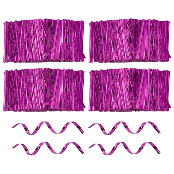 Uxcell 3200pcs Bag Twist Ties 3" Reusable Metallic Twist Ties Wire Cable Ties Plastic Bag Sealers for Party Bread Candy Cake Present Supplies, Rose Red