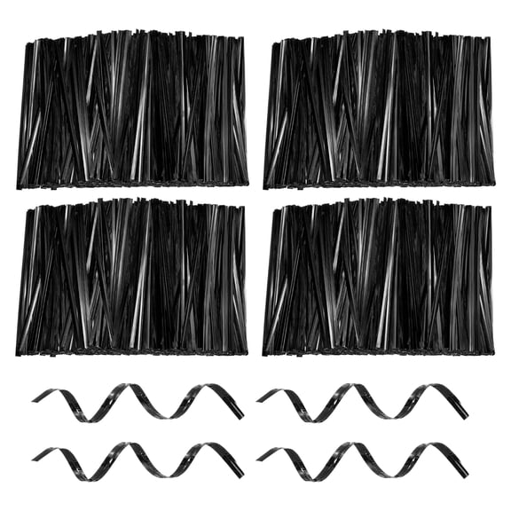 Uxcell 3200pcs Bag Twist Ties 4" Reusable Metallic Twist Ties Wire Cable Ties Plastic Bag Sealers for Party Bread Candy Cake Present Supplies, Black