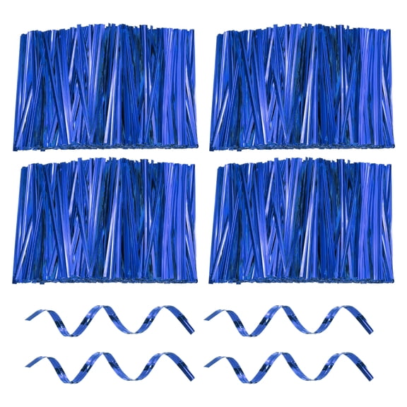 Uxcell 3200pcs Bag Twist Ties 4" Reusable Metallic Twist Ties Wire Cable Ties Plastic Bag Sealers for Party Bread Candy Cake Present Supplies, Blue