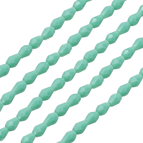 Uxcell 325Pcs Teardrop Faceted Glass Crystal Beads for Jewelry Making, Blue Green
