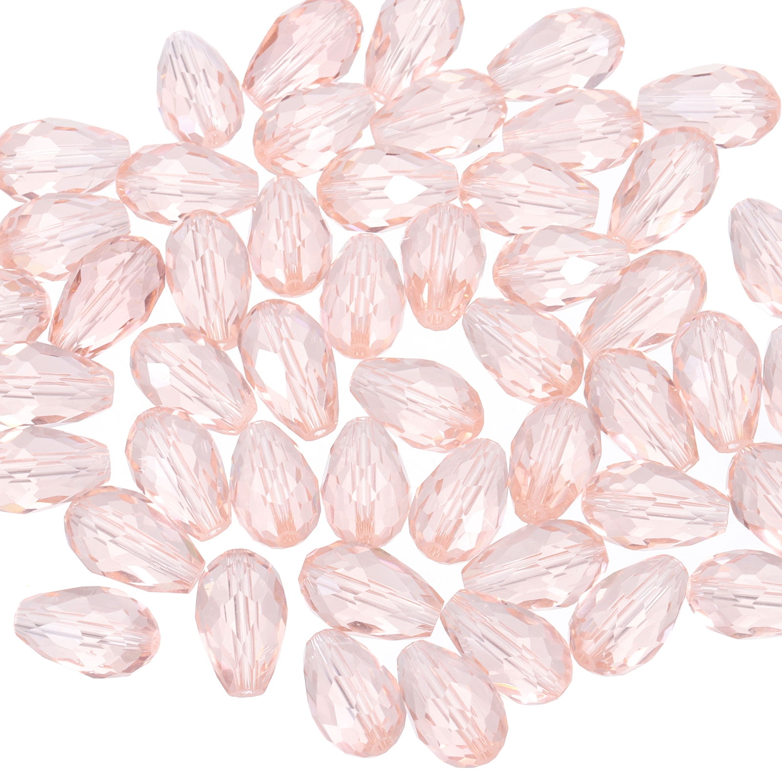 Uxcell 8mm Faceted Glass Beads, 200 Pcs Pink Bicone Birthstone Bead Vertical Hole for DIY Crafting Bracelet Necklace Jewelry Making