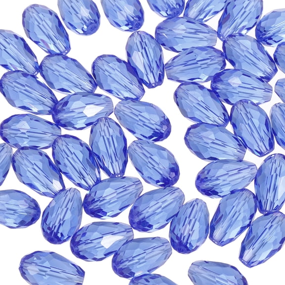 Uxcell 8mm Faceted Glass Beads, 200 Pcs Blue Bicone Birthstone Bead Vertical Hole for DIY Crafting Bracelet Necklace Jewelry Making
