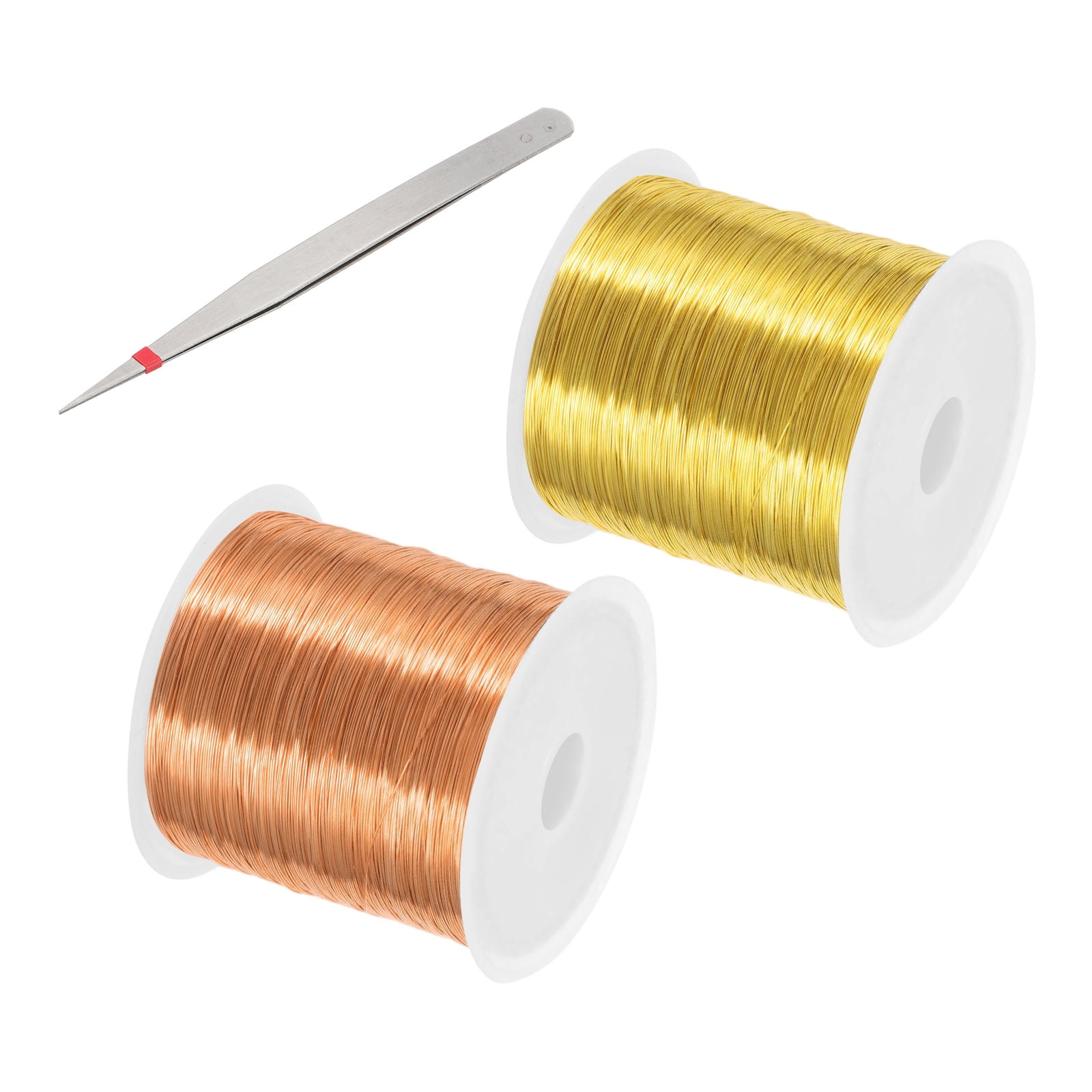 Uxcell 328 Feet / 100 m Jewelry Craft Wire, 2 Pcs Copper Beading Wires with Plier for Jewelry Making, Gold / Red Copper