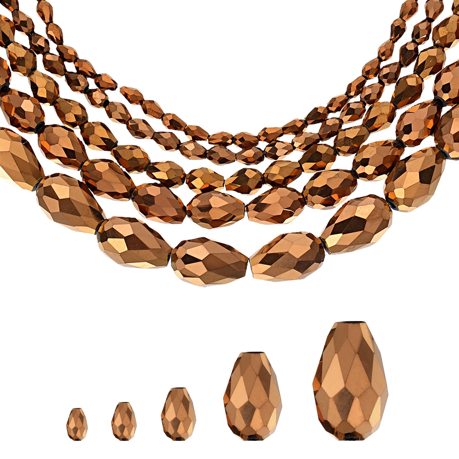 Uxcell 328 PCS Teardrop Crystal Glass Beads, 3x5mm Faceted Shape Crystal AB for Necklace Bracelet Earrings DIY Jewelry Crafts Making Supplies, Bronze