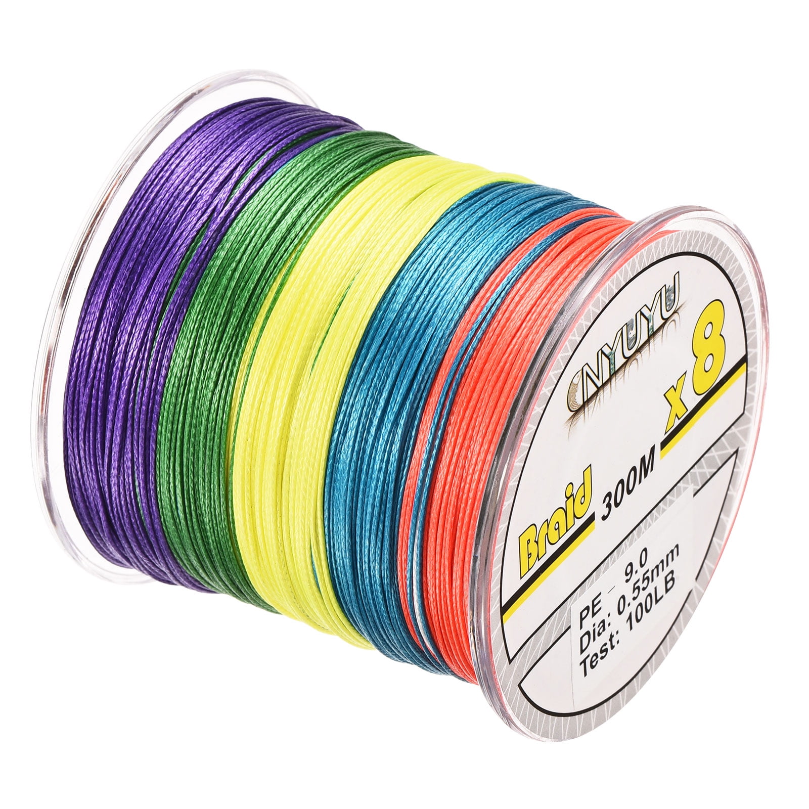 Uxcell 328Yard/984Ft 100LB 8 Strands Abrasion Resistant PE Braided Fishing  Line Colored 