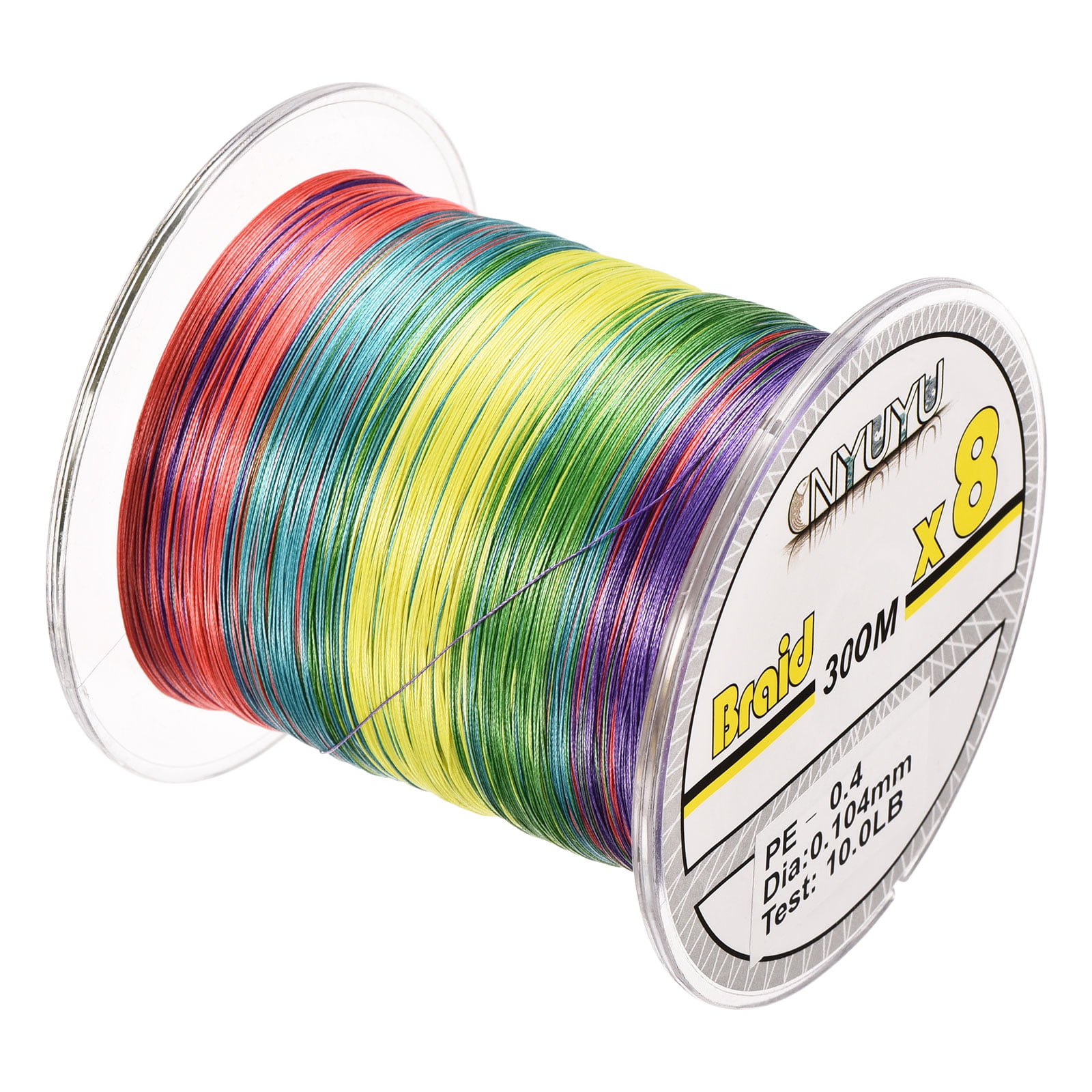 Uxcell 328Yard/984Ft 28lb 8 Strands Abrasion Resistant PE Braided Fishing Line Colored, Size: 0.23 mm