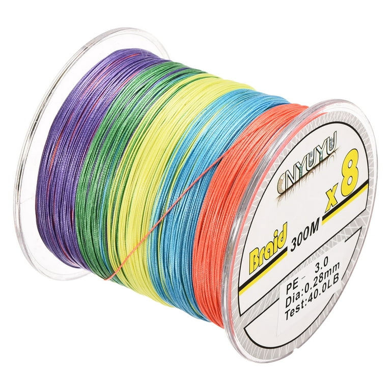 Uxcell 328Yard/984Ft 40LB 8 Strands Abrasion Resistant PE Braided Fishing  Line Colored