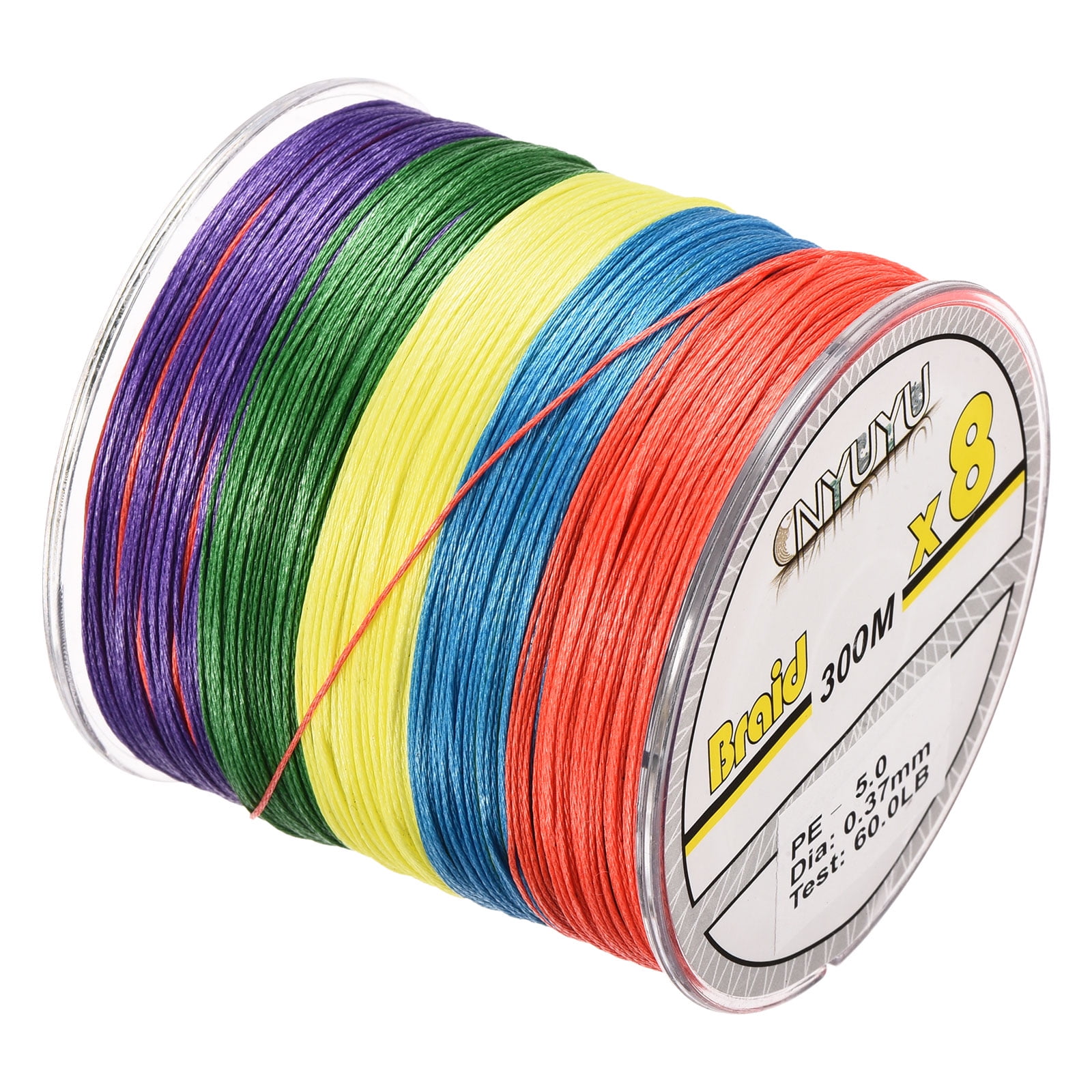 Uxcell 328Yard/984Ft 60LB 8 Strands Abrasion Resistant PE Braided Fishing  Line Colored