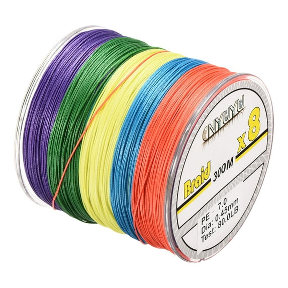 Uxcell 328Yard/984Ft 80LB 8 Strands Abrasion Resistant PE Braided Fishing Line Colored
