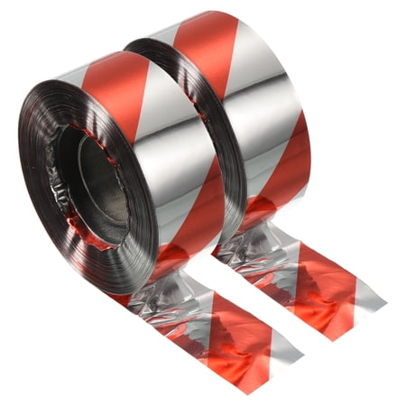 Uxcell 328ftx0.9" Repellent Keep Away Bird Reflective Scare Tape, Red Silver 2Pack